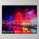 South Beach, Miami, Florida Art Deco Poster<br><div class="desc">Art deco style buildings on Ocean Drive,  South Beach,  Miami,  FL.</div>