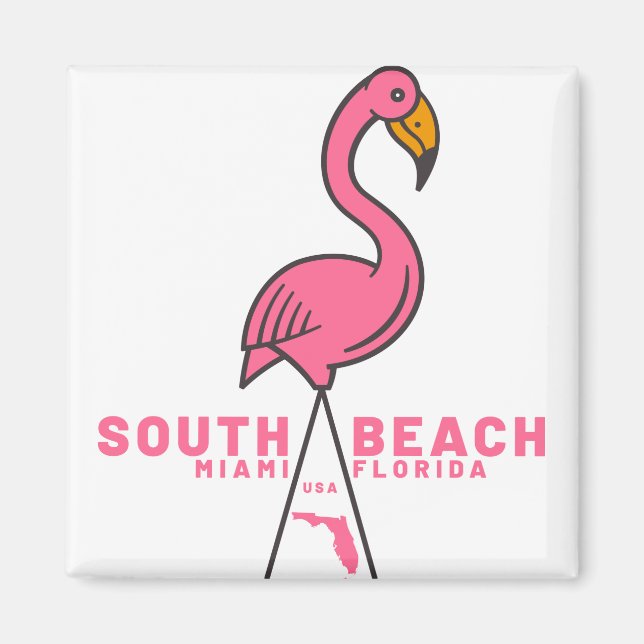 South Beach Miami Florida Flamingo Magnet (Front)