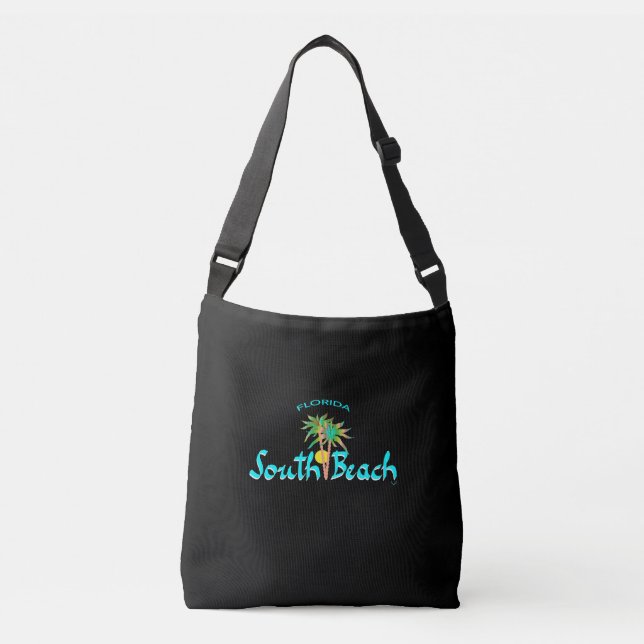 South Beach Miami, Florida, Palms,Tropical, Black Crossbody Bag (Front)