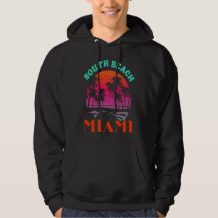 South Beach Miami Florida Sunset Vacation Distress Hoodie