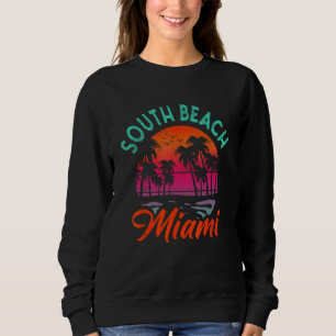 South Beach Miami Florida Sunset Vacation Distress Sweatshirt