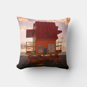 South Beach, Miami Lifeguard Stand (Ocean Rescue) Throw Pillow