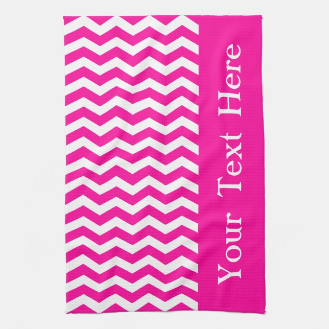 South Beach Pink Wave Chevron customizable Kitchen Towel (Vertical)