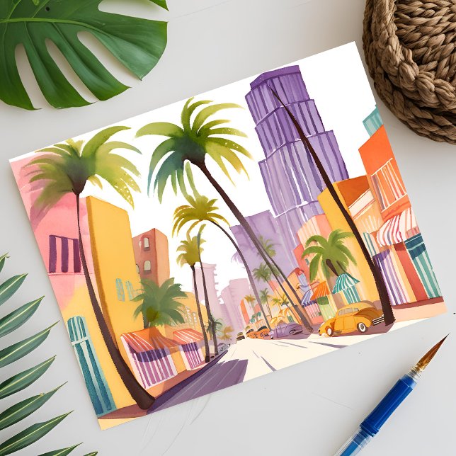 South Beach Summer | Miami Street Watercolor Postcard (Creator Uploaded)