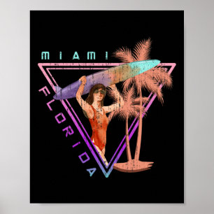 South Beach Surfing Surfer Miami Summer Vacation F Poster