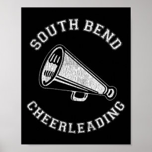 South Bend Cheer Distressed Retro 90's Cheerleader Poster