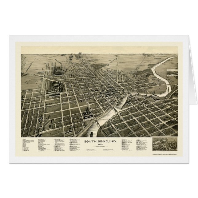 South Bend, DANS la carte panoramique - 1890 (Devant horizontal)