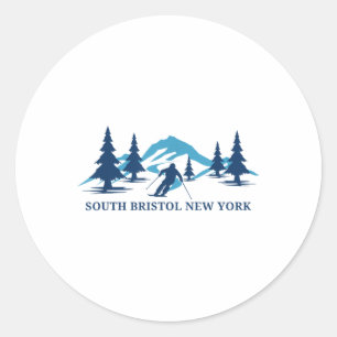 South Bristol New York Ski Resort Skiing Skier _1 Classic Round Sticker