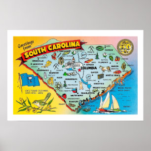 South Carolina 16x24 Map Print