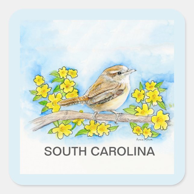 South Carolina bird flower Square Sticker (Front)