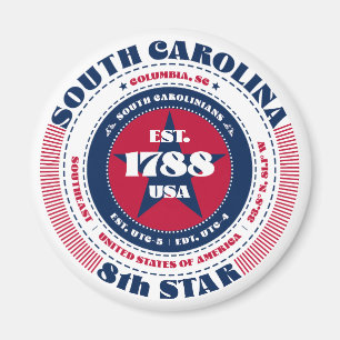 South Carolina Circle Typography Souvenir Magnet