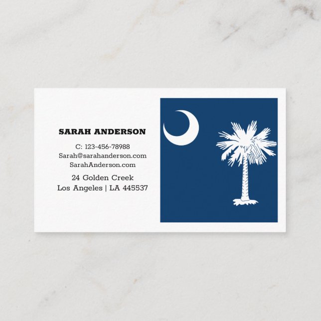 South Carolina Elegant Business Card, Flag / USA Business Card (Back)