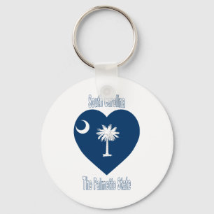 South Carolina Flag Heart Keychain