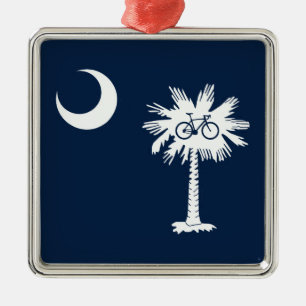 South Carolina Flag Palm Tree Bike Metal Ornament
