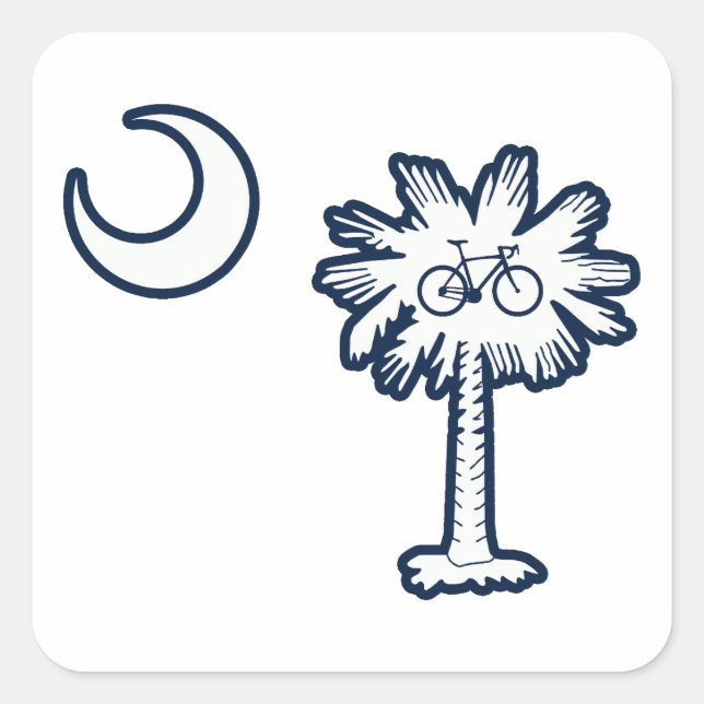 South Carolina Flag Palm Tree Bike Square Sticker (Front)