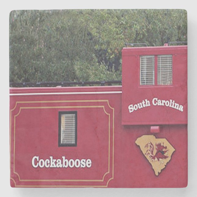 South Carolina Gamecocks Cockaboose Coaster. Stone Coaster (Front)