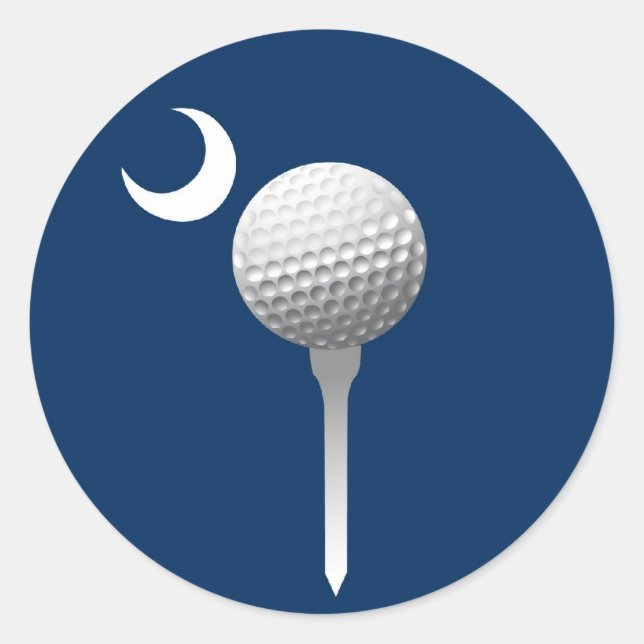 South Carolina Golfball and Crescent Classic Round Sticker (Front)