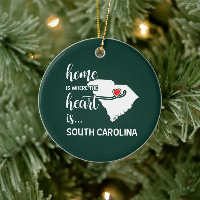 South Carolina home is where the heart is Ceramic Ornament (Tree)