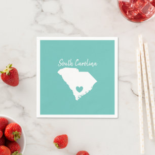 South Carolina Home State Map Love Heart Shape    Napkin