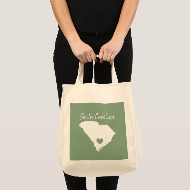 South Carolina Home State Map Love Heart Shape     Tote Bag (Front (Product))