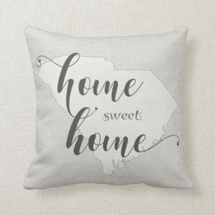 South Carolina - Home Sweet Home burlap-look Throw Pillow