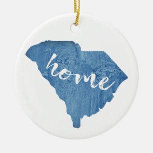 South Carolina Home Wood Grain Ceramic Ornament