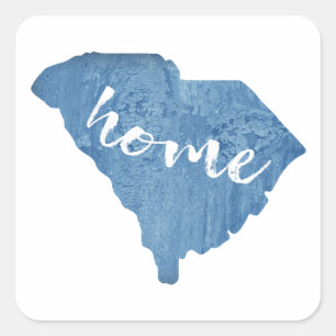 South Carolina Home Wood Grain Square Sticker