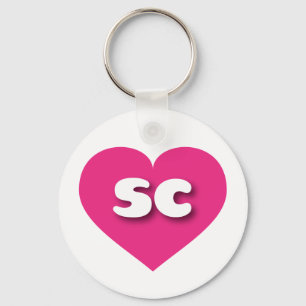 South Carolina hot pink heart - I love sc Keychain