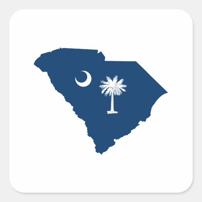 South Carolina in Blue and White Square Sticker (Front)
