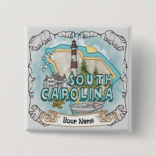 South Carolina Lighthouse 2 Inch Square Button