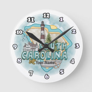 South Carolina Lighthouse  Round Clock