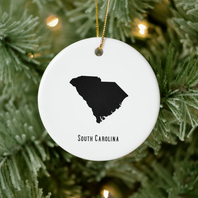 South Carolina map - Black and White Map Ceramic Ornament (Tree)