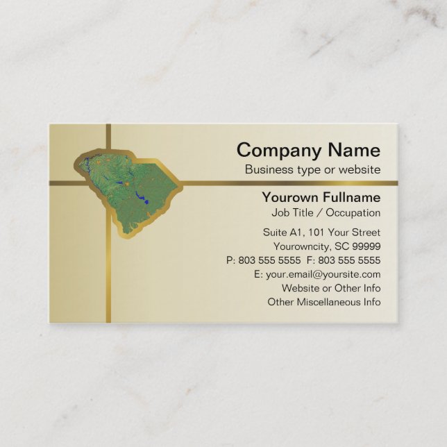 South Carolina Map Business Card (Front)