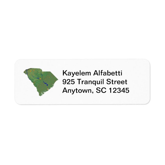 South Carolina Map Return Address Label (Front)