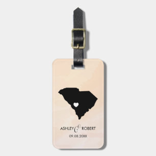 South Carolina Map Wedding Luggage Tag, Gift Luggage Tag