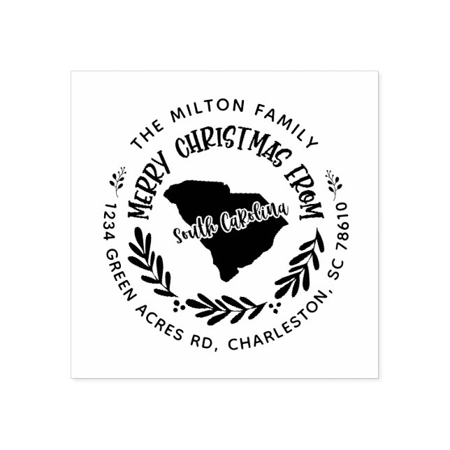 south carolina merry christmas return address rubber stamp (Imprint)
