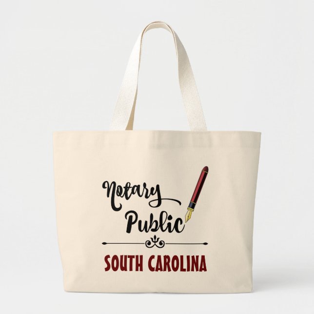 South Carolina Notary Public Ink Pen Large Tote Bag (Front)