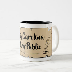 South Carolina Notary Public Scroll Feather Quill Two-Tone Coffee Mug