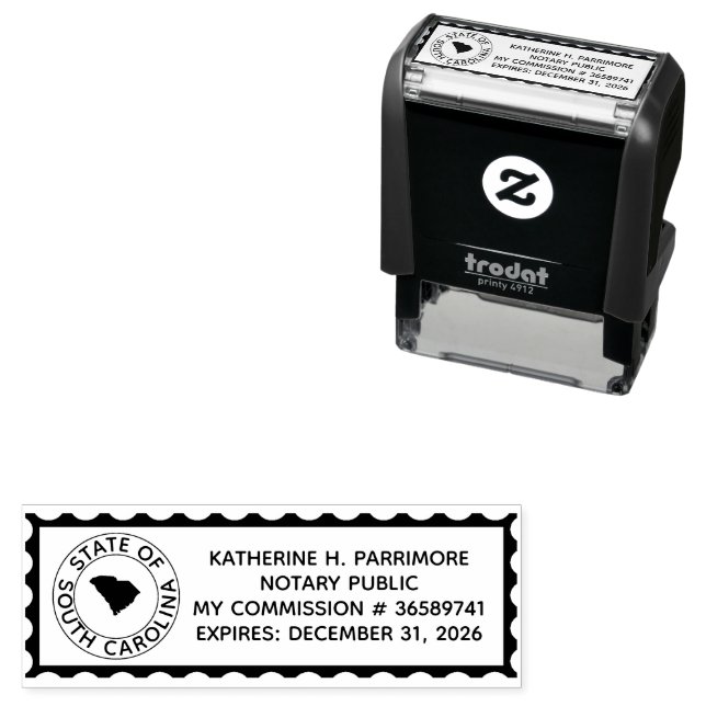 South Carolina Notary Self Inking Rubber Stamp (In Situ)