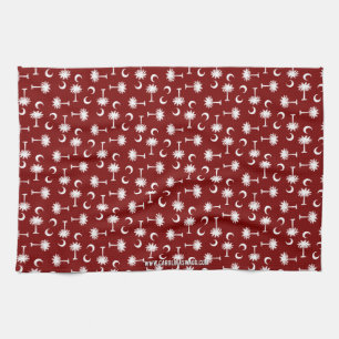 South Carolina Palmetto Moon Flag Garnet Kitchen Towel