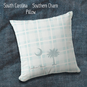 South Carolina Pillow Custom with Moon and Palm