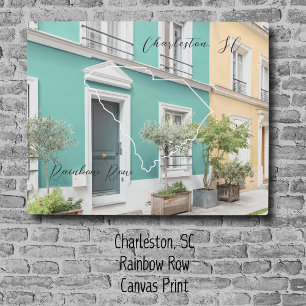 South Carolina Rainbow Row Personlized Canvas Print