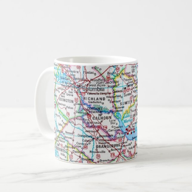 South Carolina Road Map Mug (Front Left)