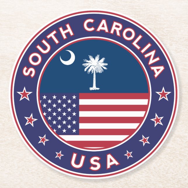 South Carolina Round Paper Coaster (Front)