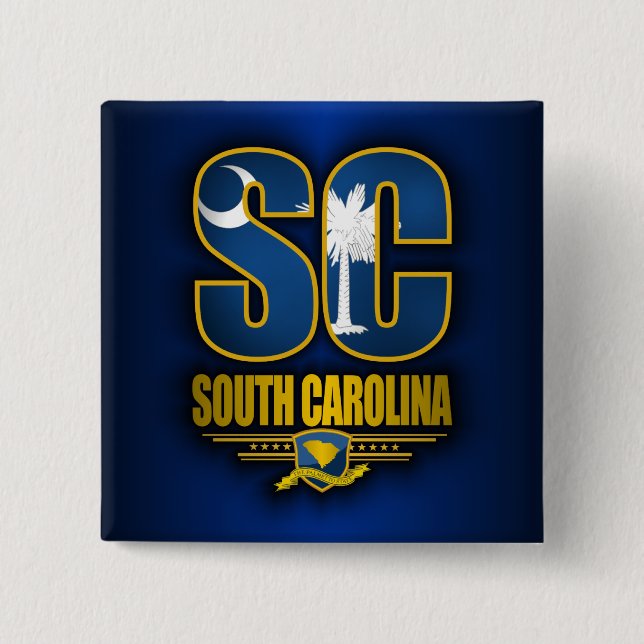 South Carolina (SC) 2 Inch Square Button (Front)