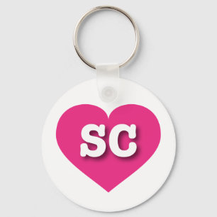 South Carolina SC hot pink heart Keychain