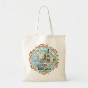 South Carolina Shells Lighthouse Tote Bag