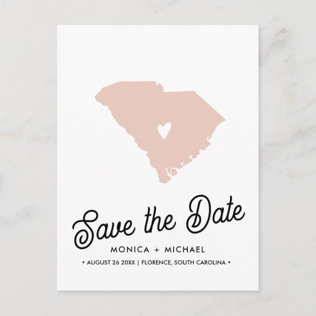 SOUTH CAROLINA State Destination Wedding ANY COLOR Announcement Postcard (Front)