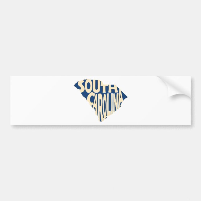 South Carolina State Name Word Art Yellow Bumper Sticker (Front)