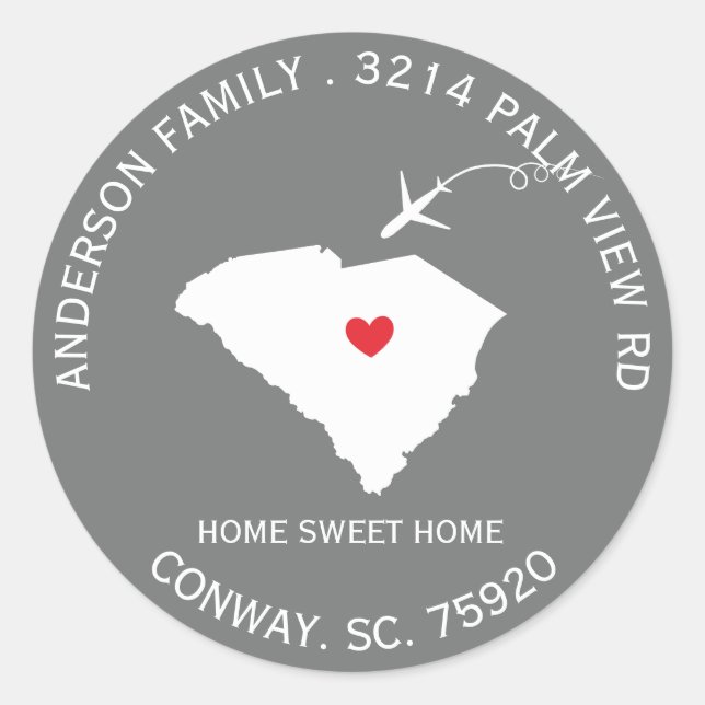SOUTH CAROLINA State |  New Address Label Sticker (Front)